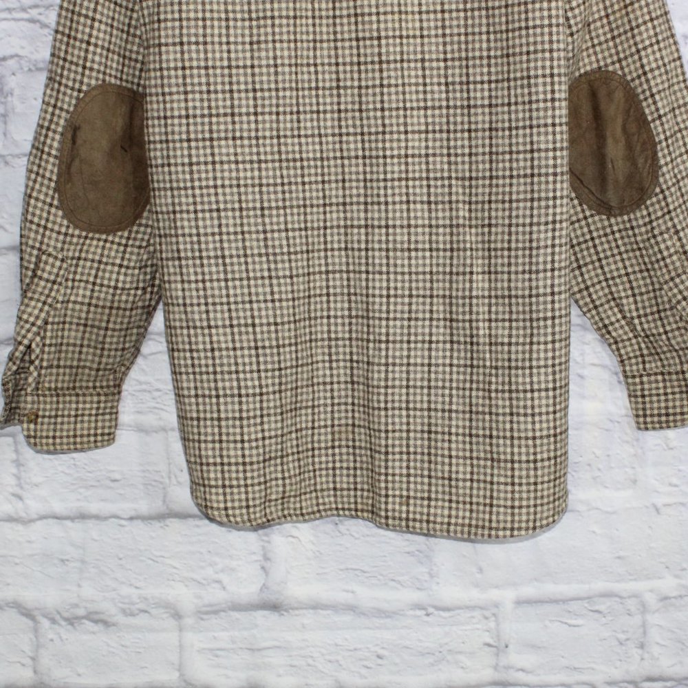 Vintage! Pendleton Wool Elbow Patch Flannel Button-Down Shirt Size XL - Picture 7 of 9